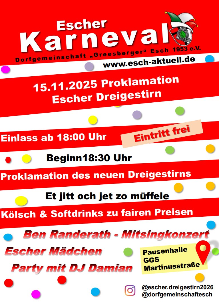 15.11.2025 · Proklamation Escher Dreigestirn